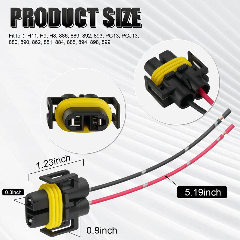 iBrightstar H11 H9 H8 880 881 Female Nylon Adapter Wiring Harness Sockets Wire for Headlights or Fog Lights - Image 3